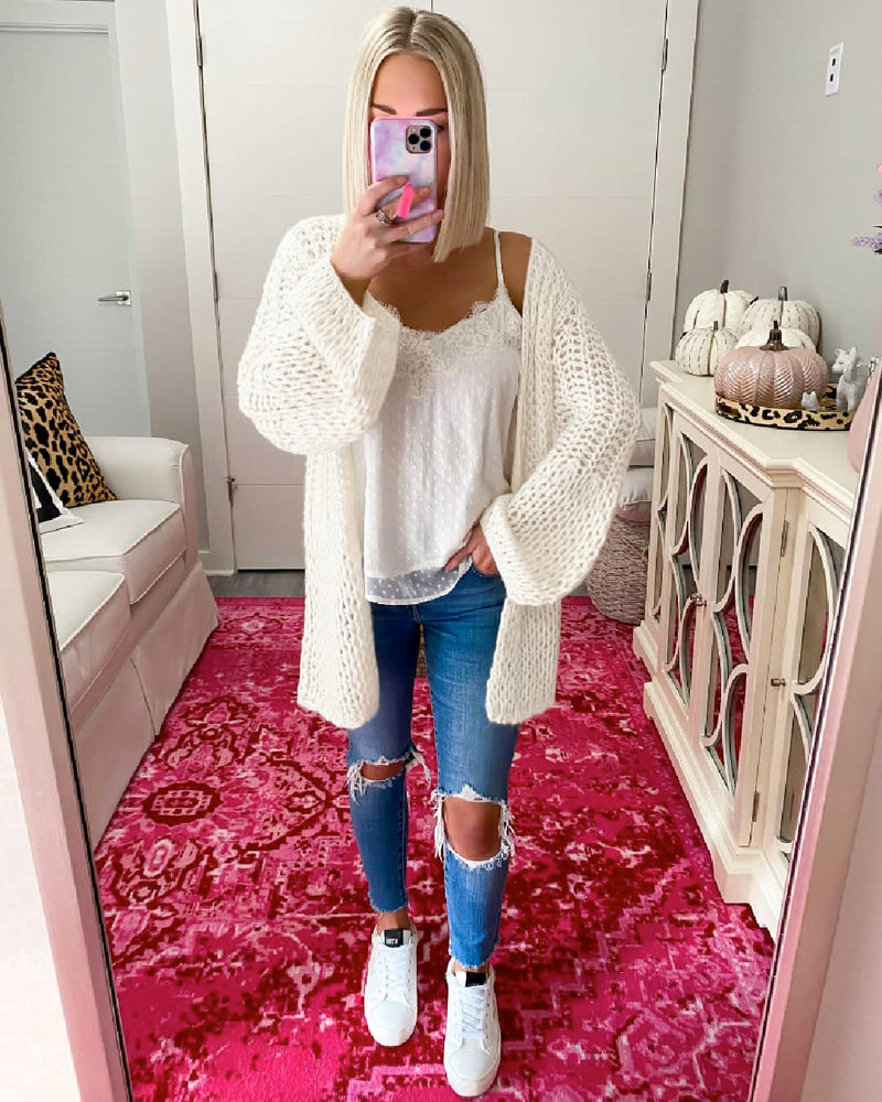 Open Front Chunky Knit Cardigan Oversized Sweater