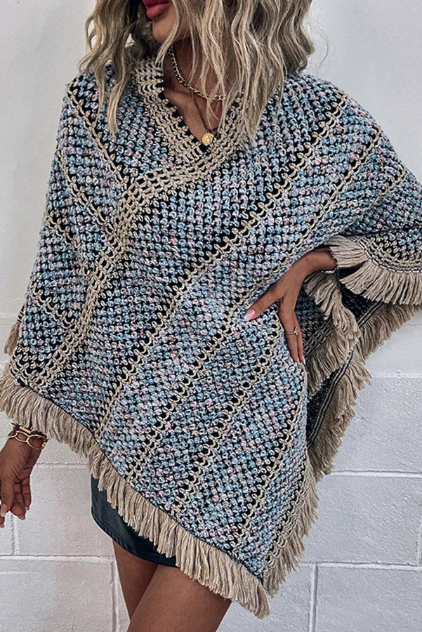 Everything and More Crochet Patterned Knit Poncho