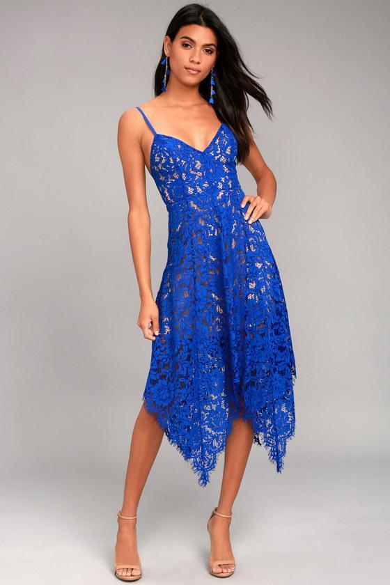 One Wish Lace Midi Dress Blue