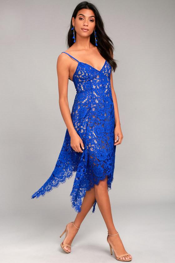 One Wish Lace Midi Dress Blue