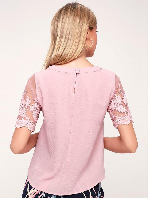 White Short Sleeve Floral Embroidered Office Lace Top