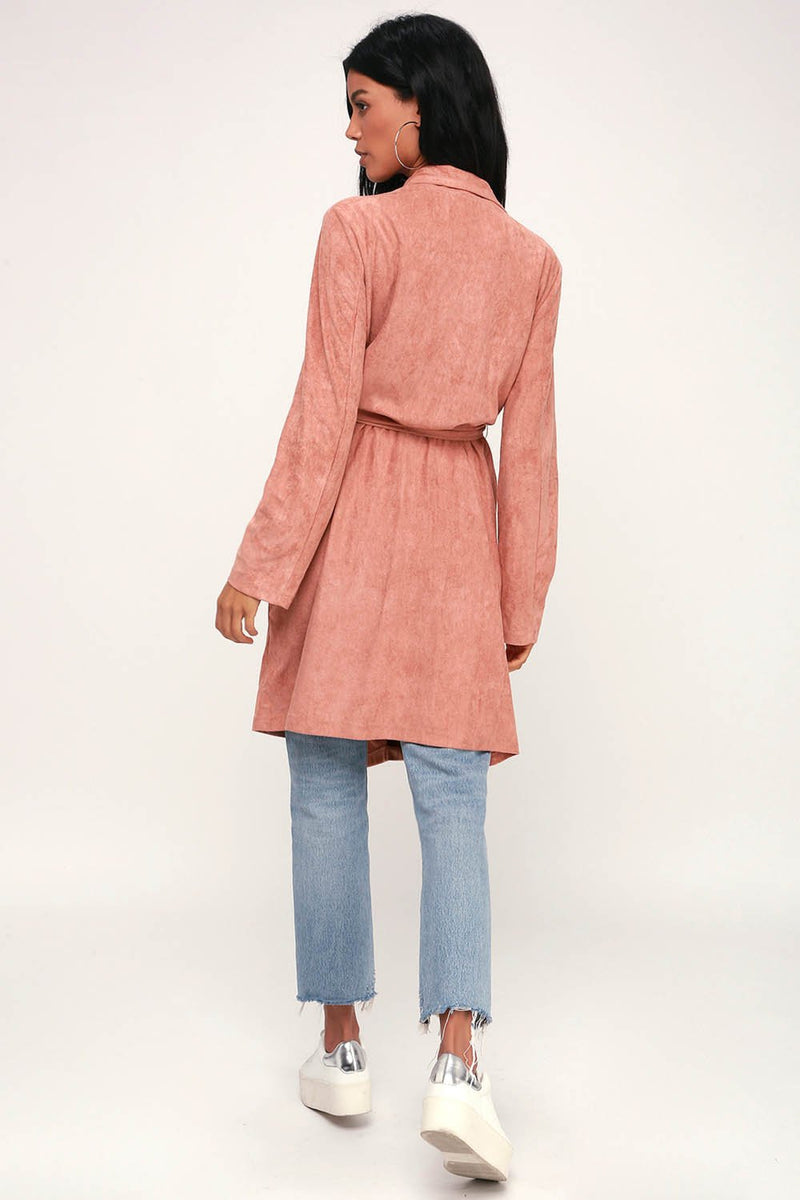 City of Trees Suede Jacket Coat Outerwear Pink - Landing Closet