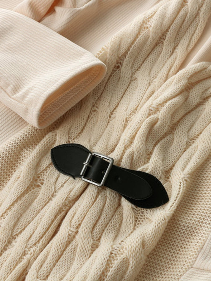 Knitted Long Sleeves Irregular Hem Cardigan Sweater