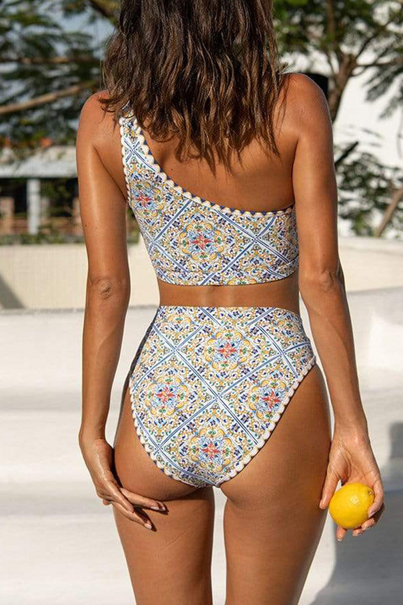 Moments In The Sun Printed One-shoulder Bikini Sets
