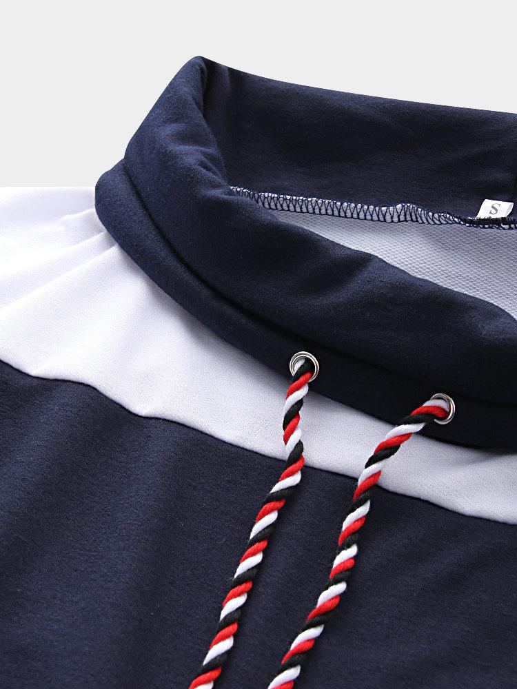 Grey Polo Neck With Drawstring Stitching Design Pullover Dress - Landing Closet