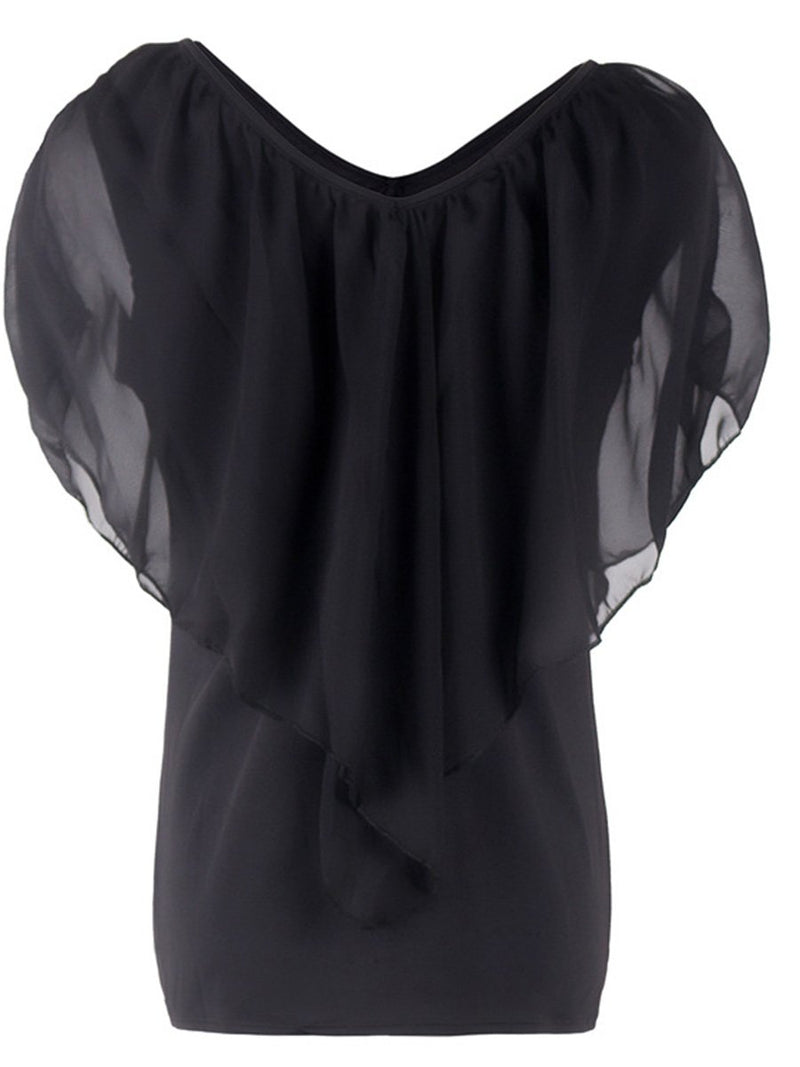 Bat Sleeves V-neck T-shirt Top - Landing Closet