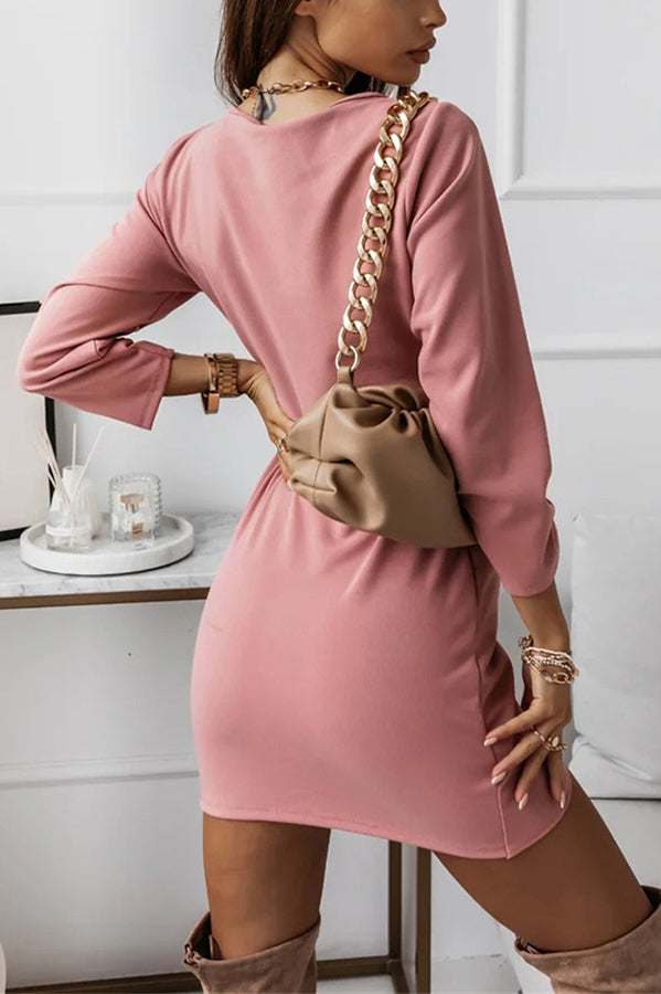 Dare To Be You Ruched Long Sleeve Mini Dress