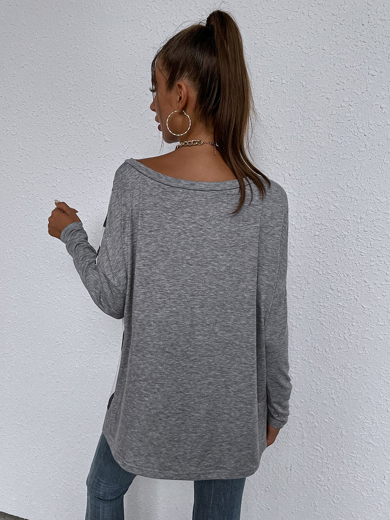 Casual Long Sleeve Round Neck Top