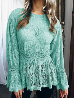 Lace Long Sleeves Round Neck Top
