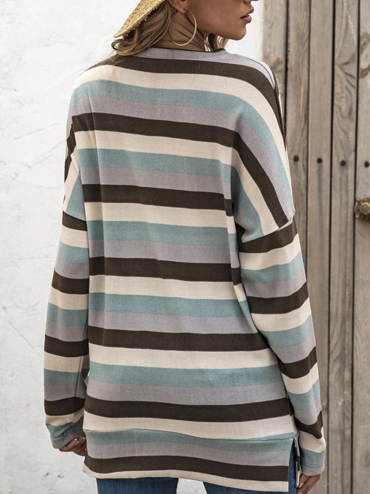 Striped Long Sleeve Casual T-shirt