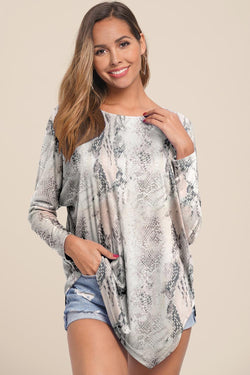 Floral Long Sleeve Square Neck Blouse