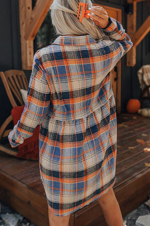 Autumn Sweetheart Flannel Plaid Babydoll Dress