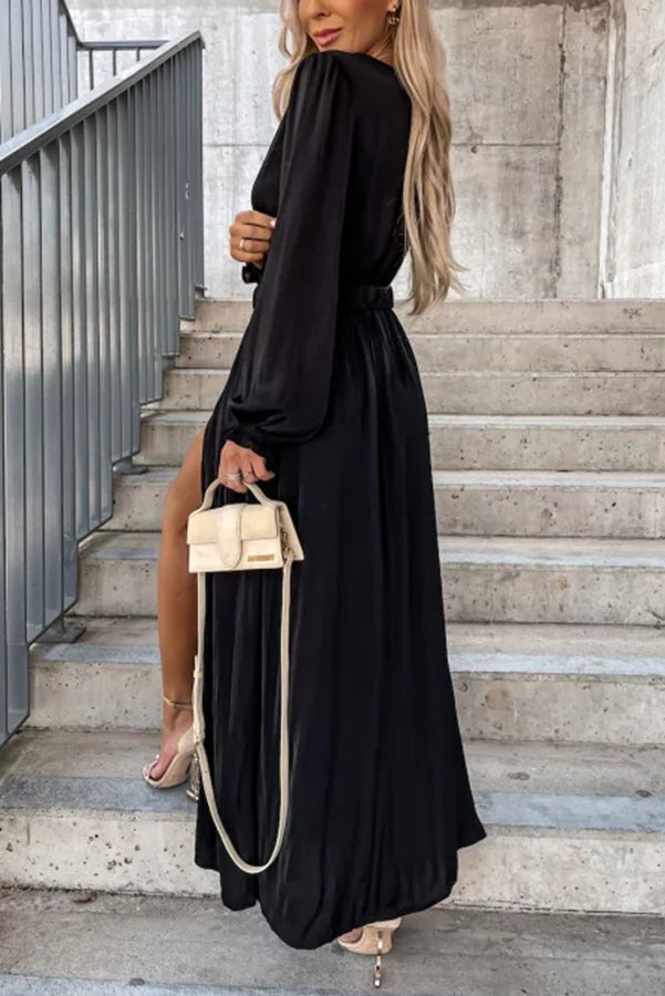 Creating Magic Long Sleeve Belted Maxi Dress