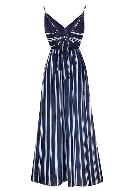 Backless Spaghetti Stripe Maxi Dress