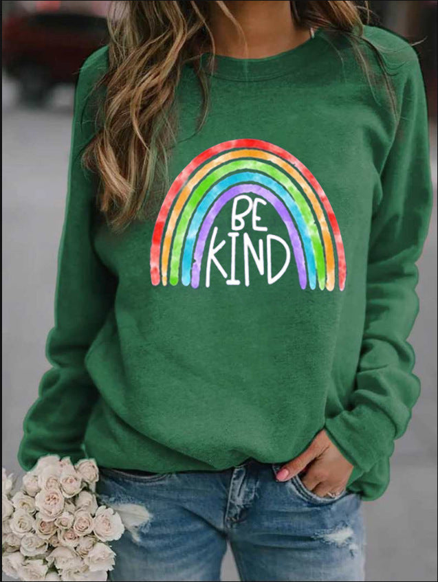 Graphic Printed Be Kind Crewneck Sweatshirt