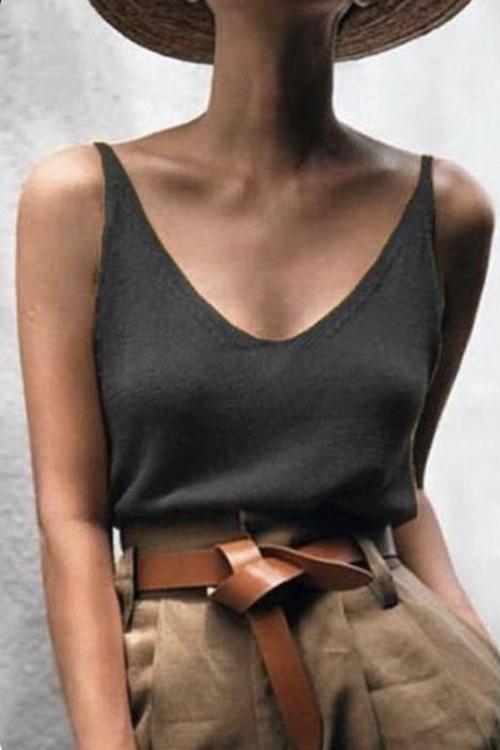 Solid Knit Slip Top