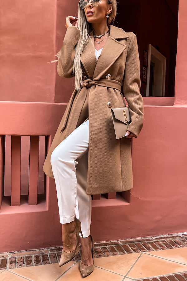 Slope City Belted Double Breasted Midi Coat
