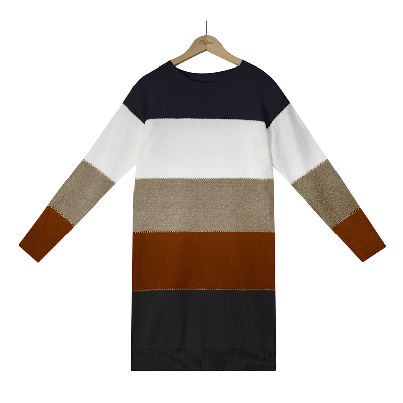 Color Block Mini Pullover Sweater Dress