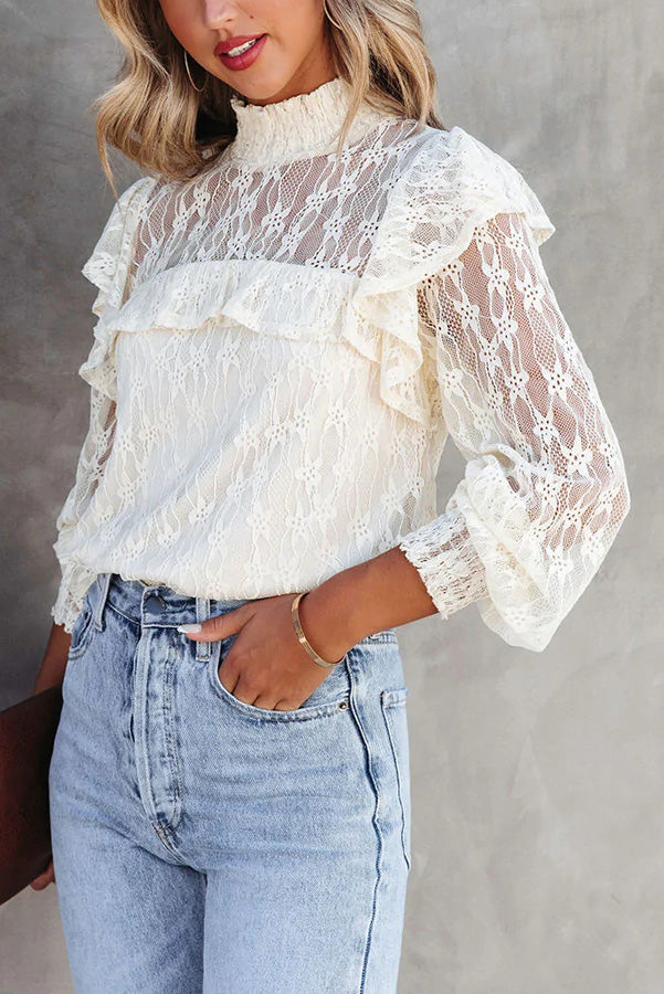 Novakiki Finding Romance Lace Ruffle Sleeve Blouse