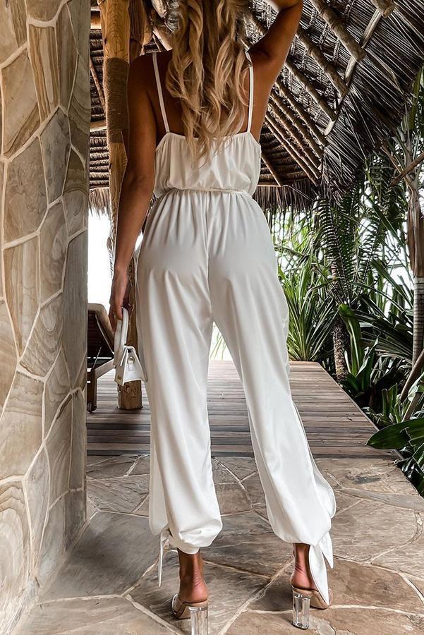 Beyond The Sea Pocketed Satin Wrap Jumpsuit