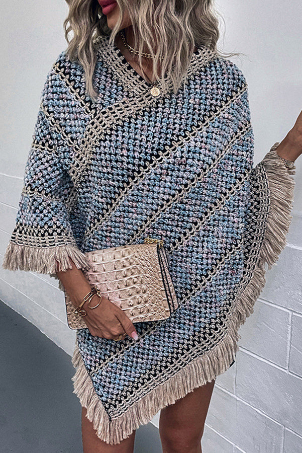 Everything and More Crochet Patterned Knit Poncho