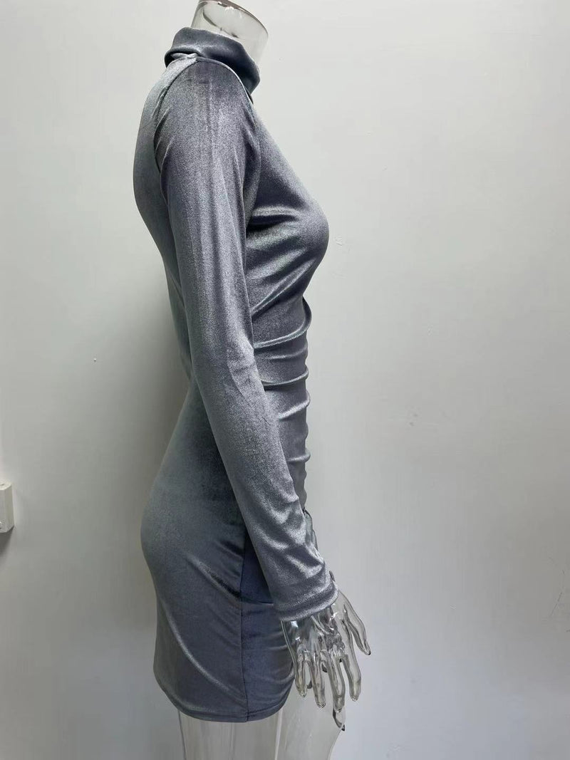 Sexy Long Sleeve Drawstring Bodycon Dress