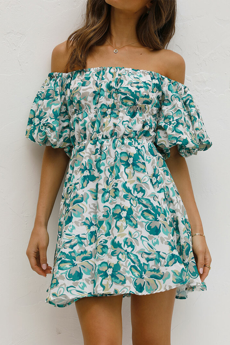 Off-shoulder Floral Ruffle Mini Dress