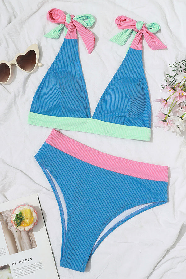 Summer Muse Colorblock Ribbed Bikini Swimsuit