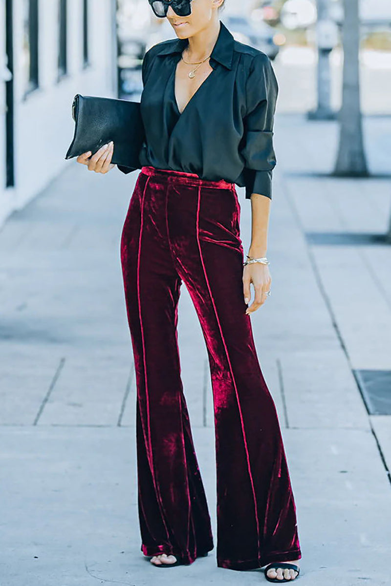 Cheerful Velvet Seam Flares Pants