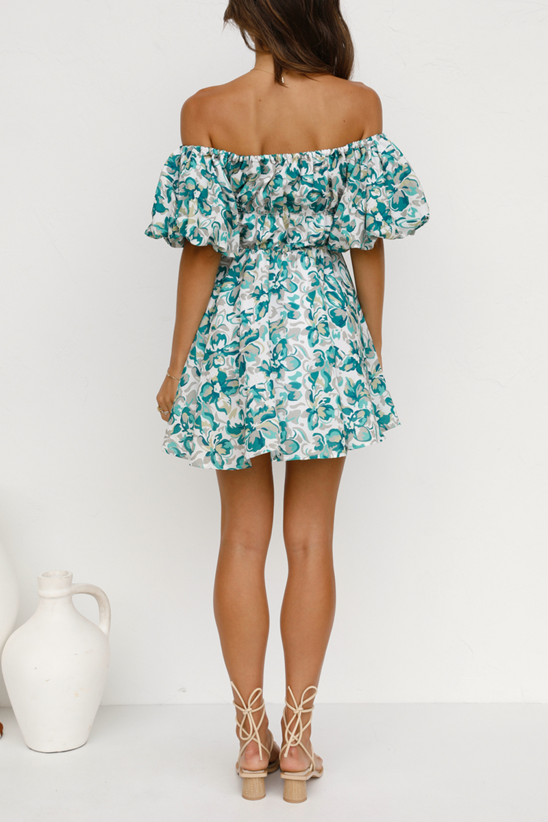 Off-shoulder Floral Ruffle Mini Dress