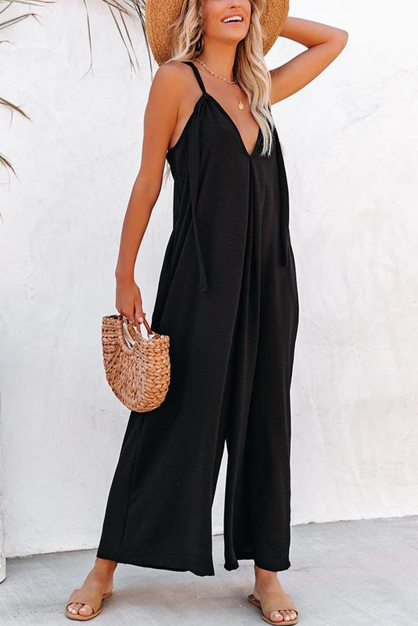 Perfectly Pocketed Wide Leg Adjustable Jumpsuit