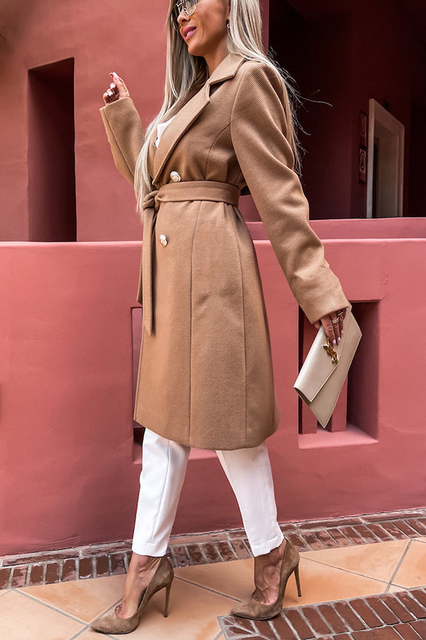 Slope City Belted Double Breasted Midi Coat