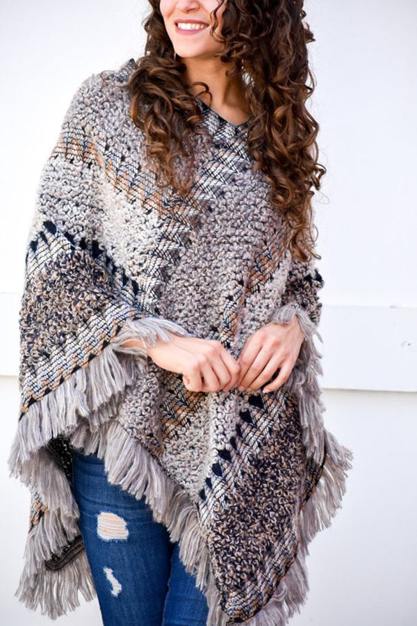 In Your Eyes Ethnic Knit Poncho