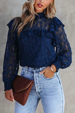 Novakiki Finding Romance Lace Ruffle Sleeve Blouse