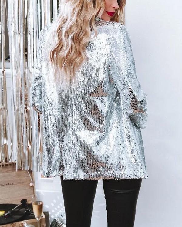 Glittering Sequin Blazer Party Suit