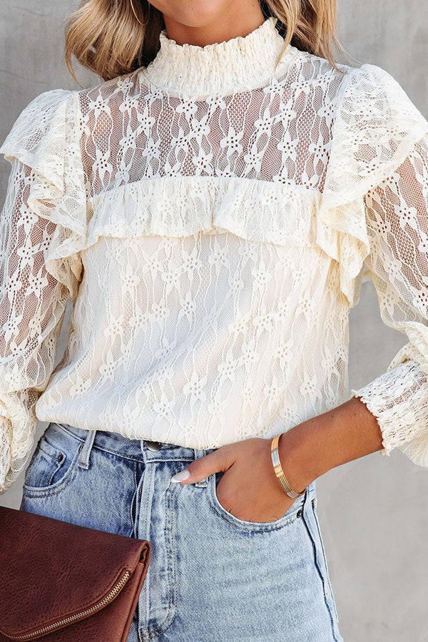 Novakiki Finding Romance Lace Ruffle Sleeve Blouse