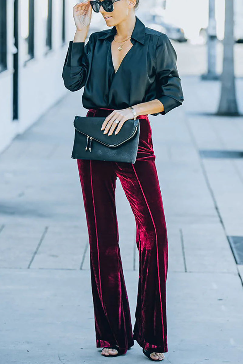 Cheerful Velvet Seam Flares Pants