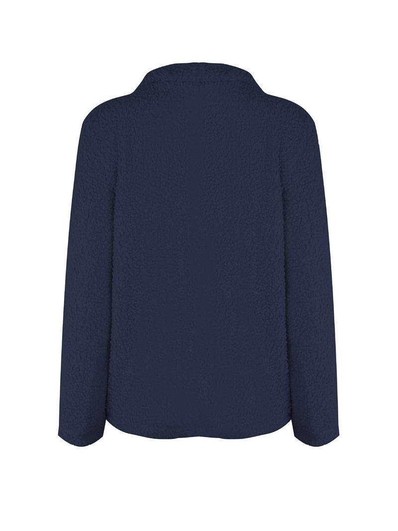 Plush Lapel V-neck Open Front Short Cardigan Coat