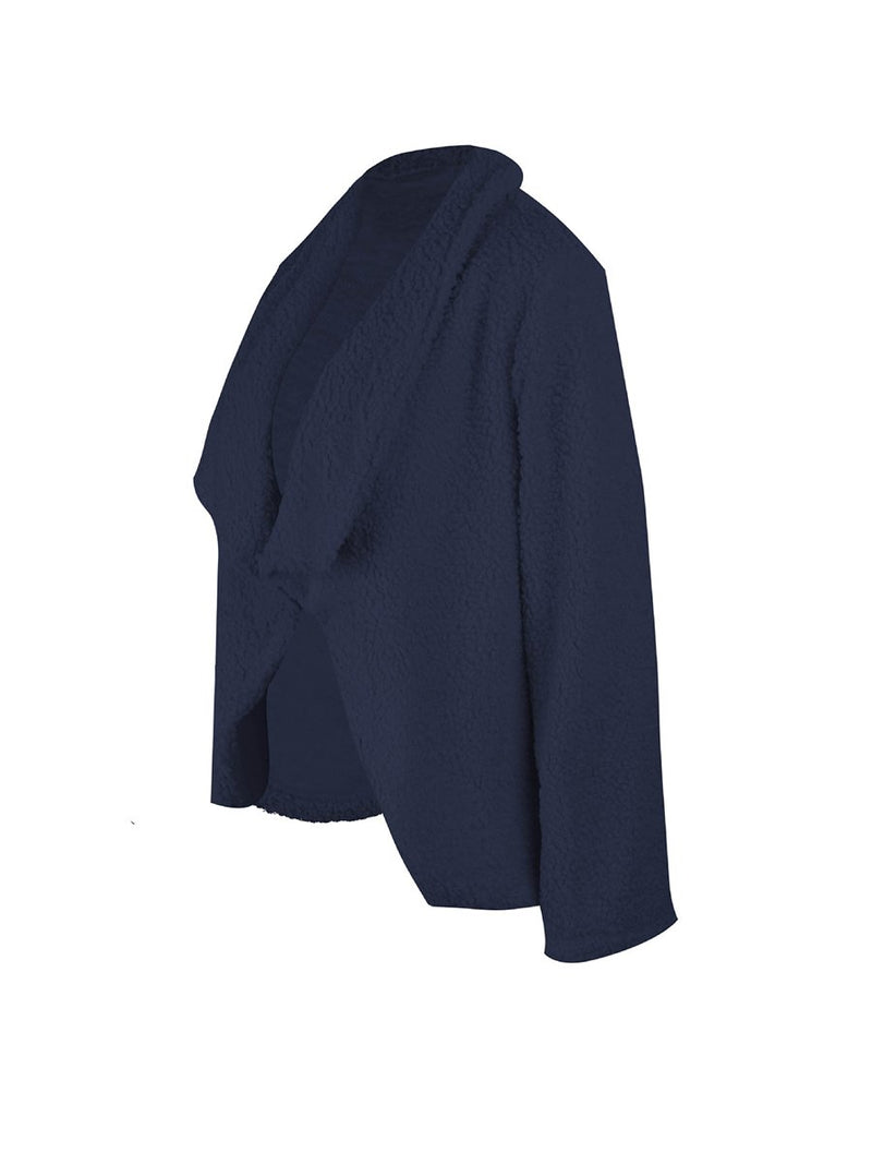 Plush Lapel V-neck Open Front Short Cardigan Coat