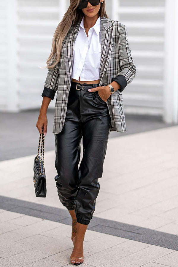 Rule The Day Plaid Lapel Blazer