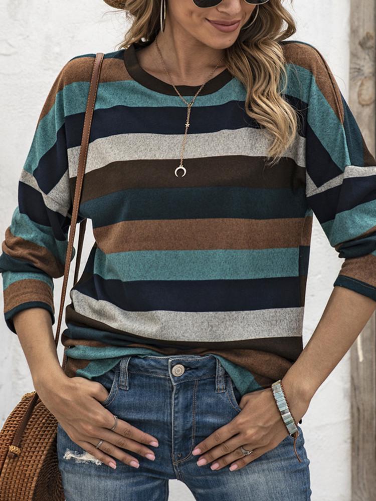 Striped Long Sleeve Casual T-shirt