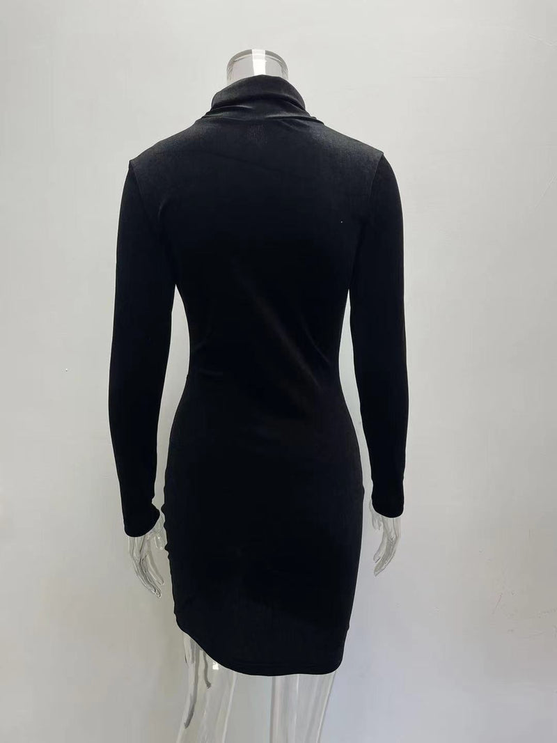 Sexy Long Sleeve Drawstring Bodycon Dress
