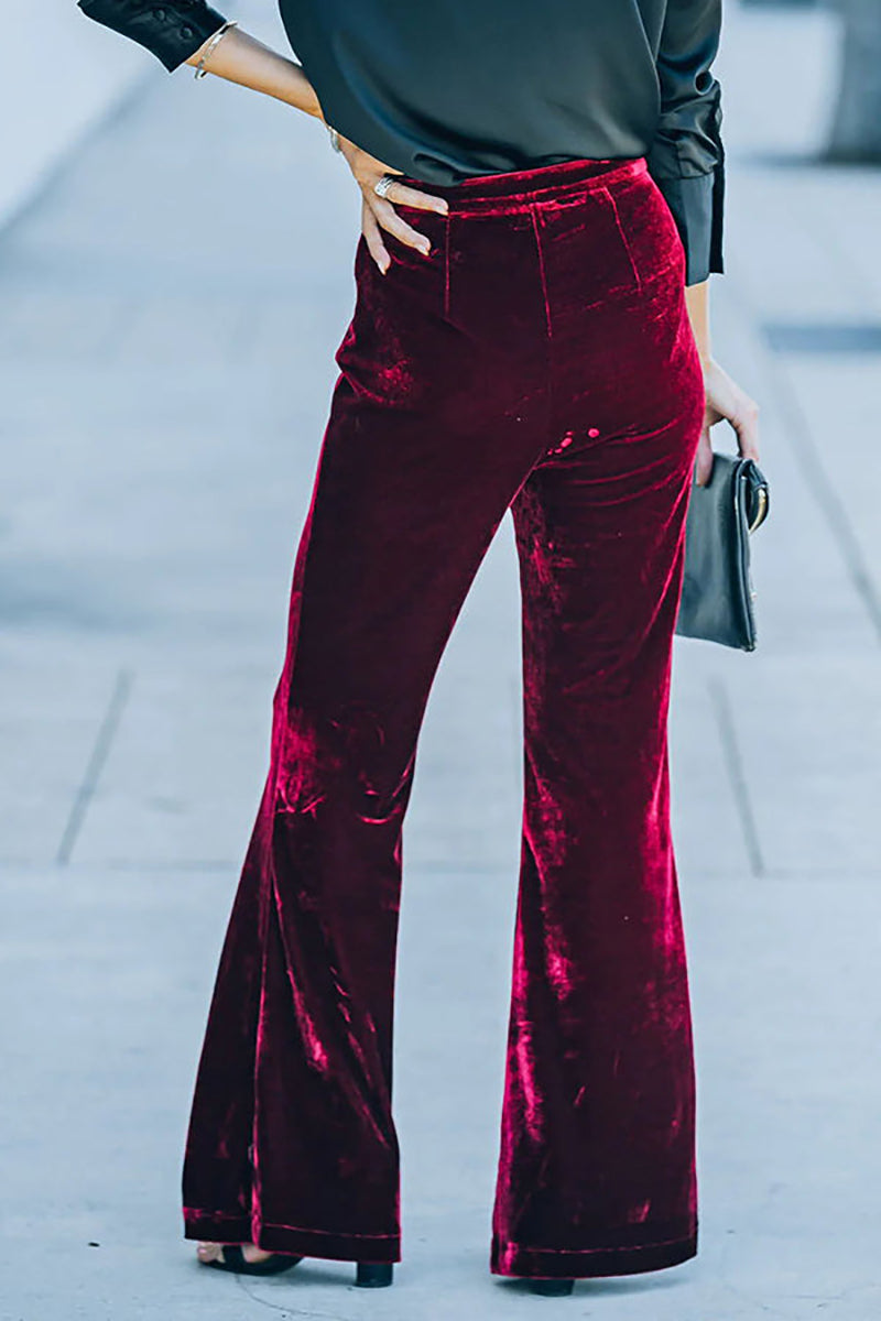 Cheerful Velvet Seam Flares Pants