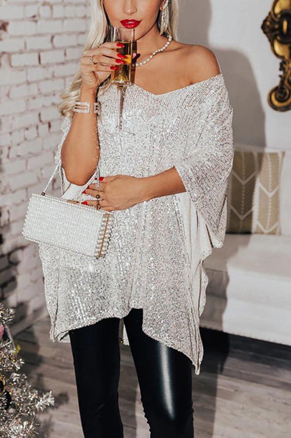 Light The Way Sequin Shift Tunic Blouse