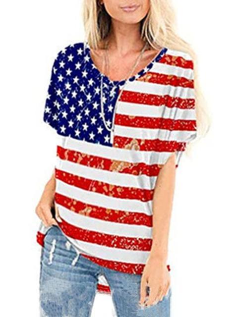 American Flag Star Stripes Print Top