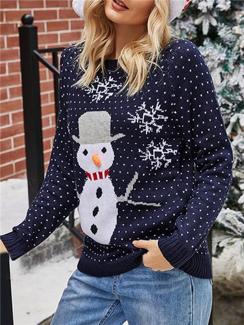Christmas Snowman Pattern Casual Sweater