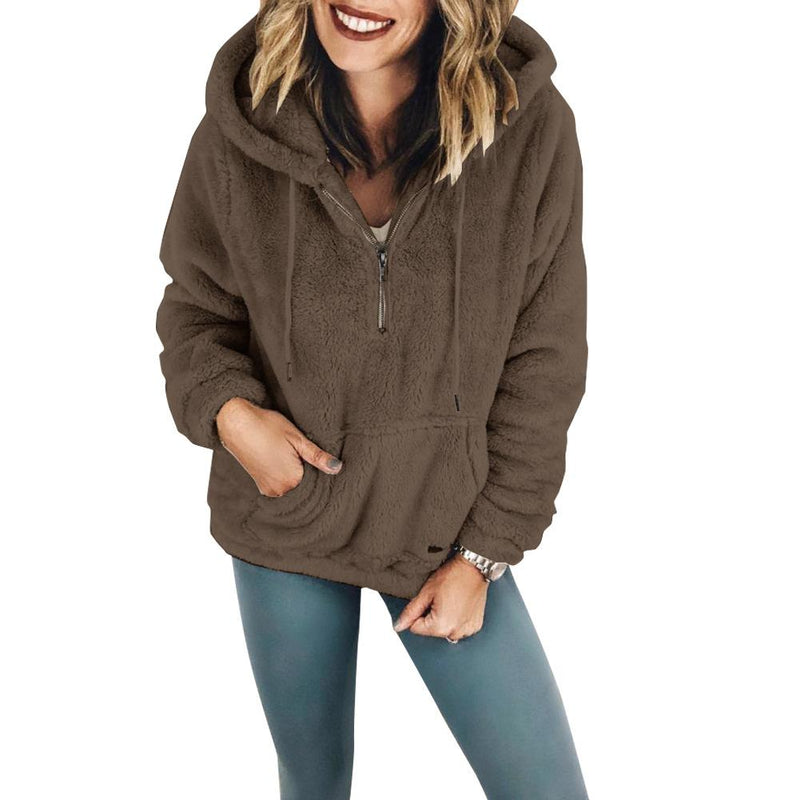 Wheat Long Sleeve Plain Casual Crew Neck Hooded Outerwear