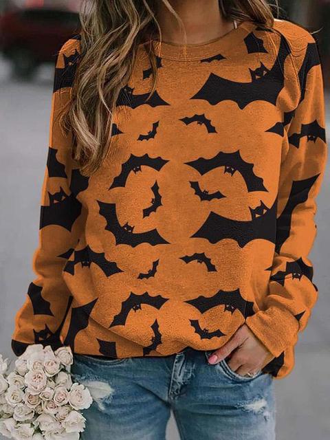 Halloween Bat Pattern Pullover Sweatshirt