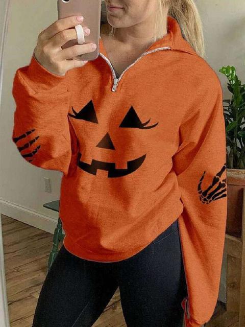 Halloween Lantern Pumpkin Pattern Sweatshirt