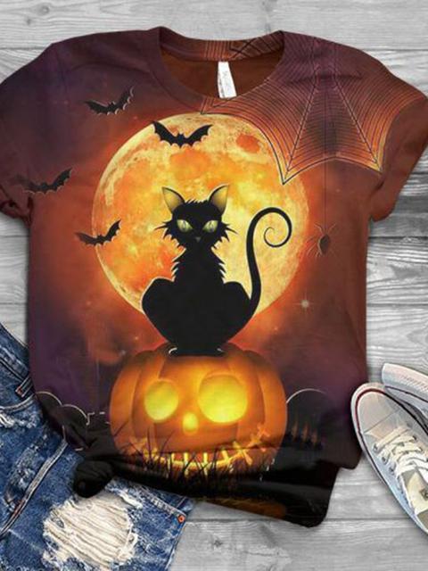 Halloween Pattern Print T-shirt